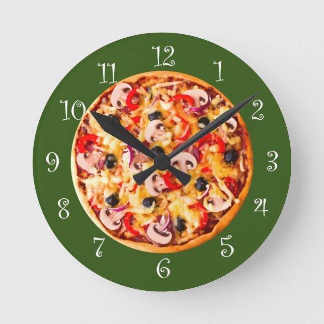 Kitchen Wall Clocks Pizza Theme (Front)