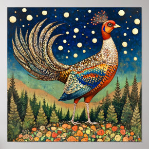 Kitchen Wall Decor Pheasant Cottagecore Print