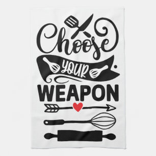 Kitchen Warrior: Choose Your Culinary Weapon Tea Towel