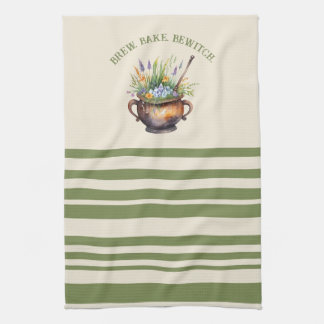 Kitchen Witch Brew Bake Bewitch Cottagecore Tea Towel
