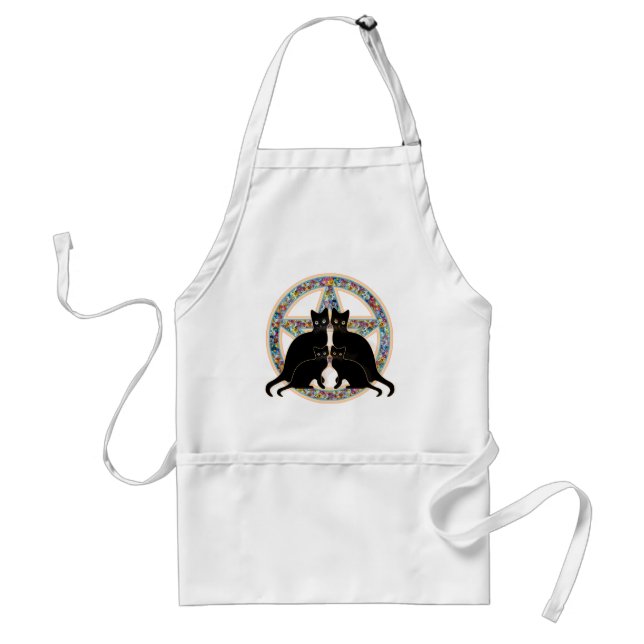 Kitchen Witch Pentagram Black Cat Apron (Front)