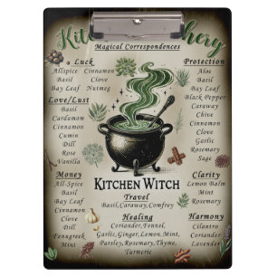 Kitchen Witchery Magical Herbs Correspondences Clipboard