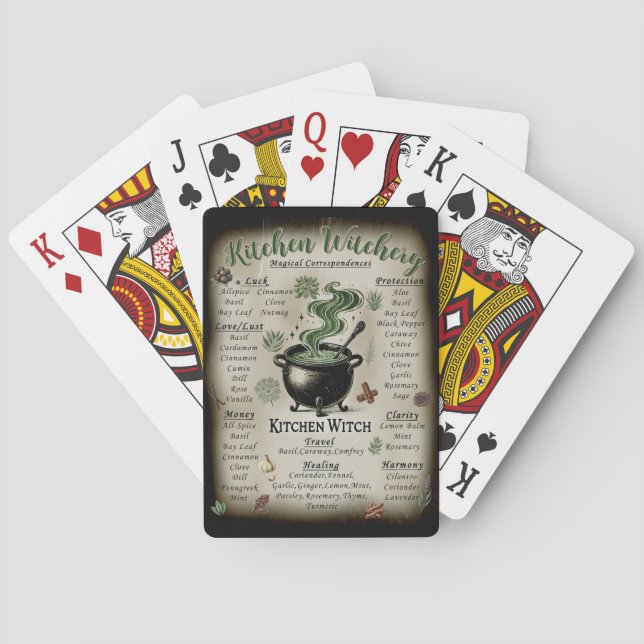 Kitchen Witchery Magical Herbs Correspondences  Playing Cards (Back)