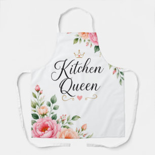 KitchenQueenFloralApronPersonalizedCookingGift Apron