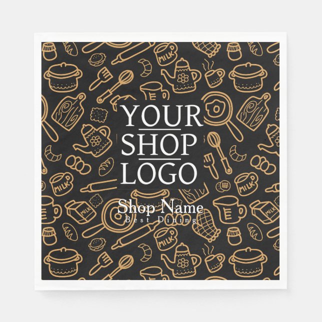 Kitchenware Black Brown Logo Napkin (Front)