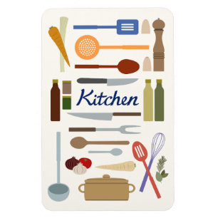 Kitchenware Illustration+Type Design Colour Magnet