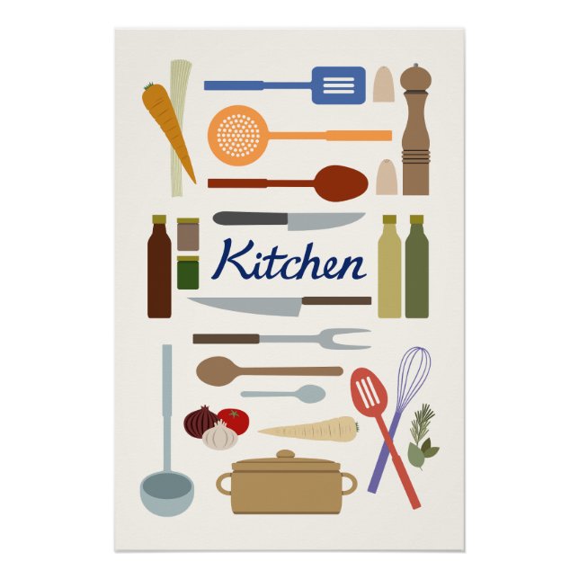 Kitchenware Illustration+Type Design Colour Poster (Front)