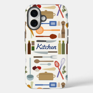 Kitchenware Illustration+Type Pattern Colour iPhone 16 Case