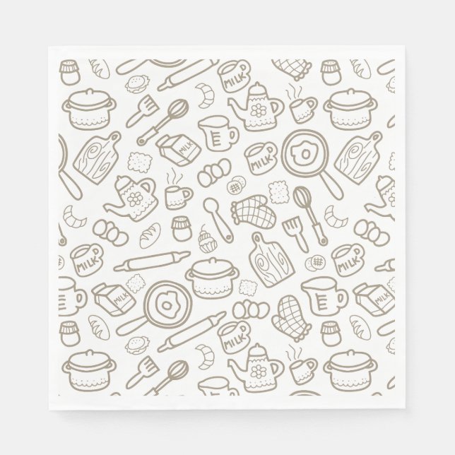 Kitchenware White Grey Napkin (Front)