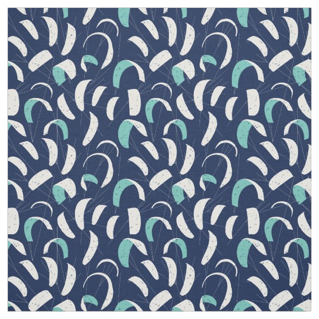 Kite Boarding Blue White Pattern Fabric (Swatch)