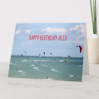 Kite Boarding Race Happy Birthday personalised Car Card