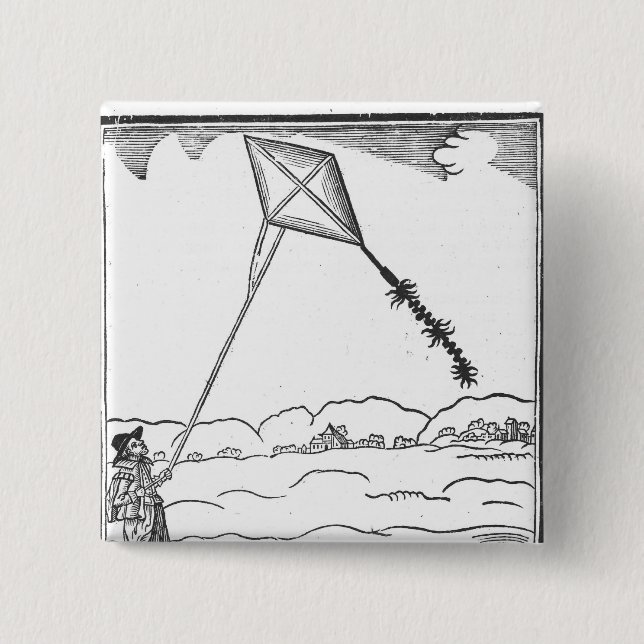 Kite Flying 15 Cm Square Badge (Front)