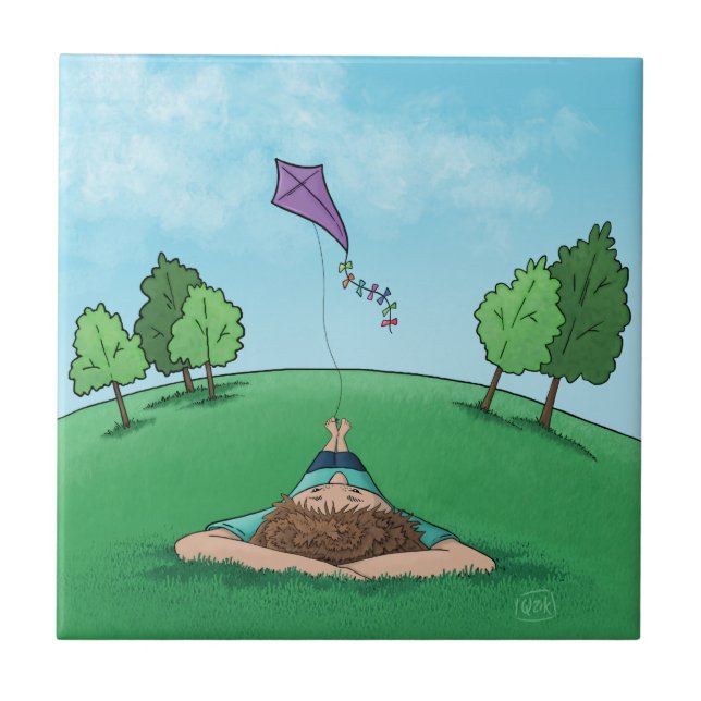Kite Flying Ceramic Tile (Front)