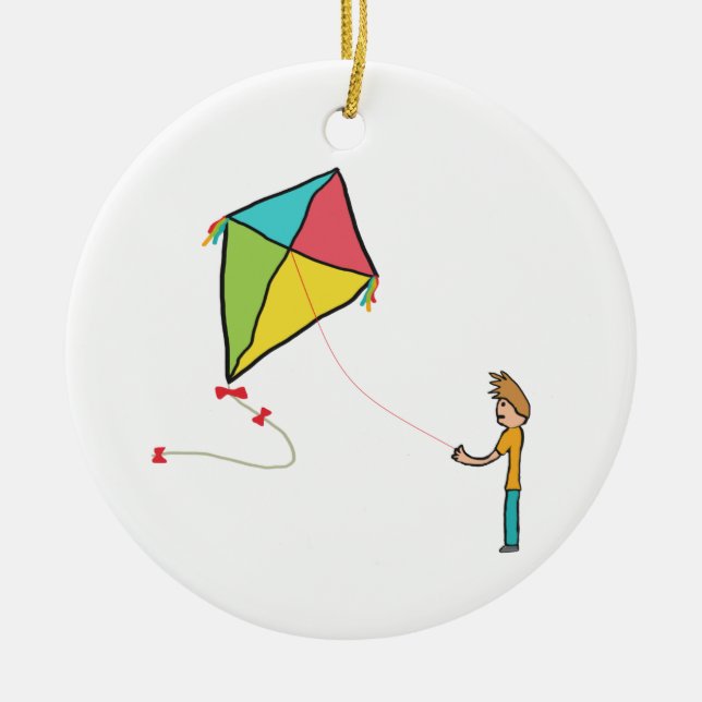 Kite Flying Ceramic Tree Decoration (Front)