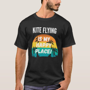 Kite Flying Is My Happy Place Vintage Retro Sunset T-Shirt