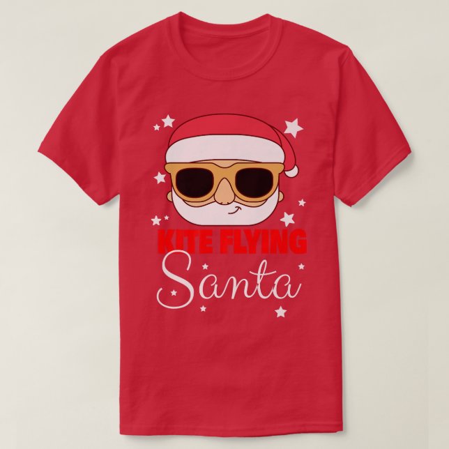 Kite Flying Santa Claus Christmas Holiday Kite Fly T-Shirt (Design Front)