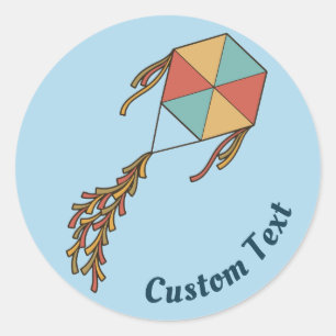 Kite Icon Light Blue Classic Round Sticker