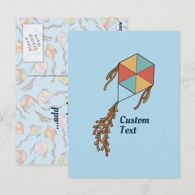 Kite Icon Light Blue Postcard (Front/Back)