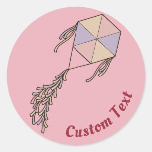 Kite Icon Pink Classic Round Sticker