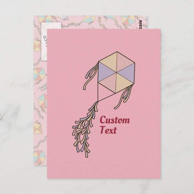 Kite Icon Pink Postcard (Front/Back)
