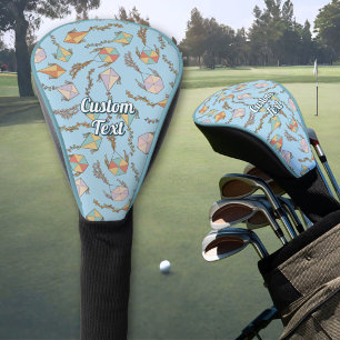 Kite Icons Pattern Light Blue Golf Head Cover