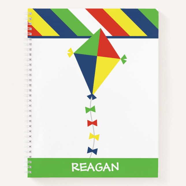 Kite Stripes Personalised Spiral Notebook (Front)