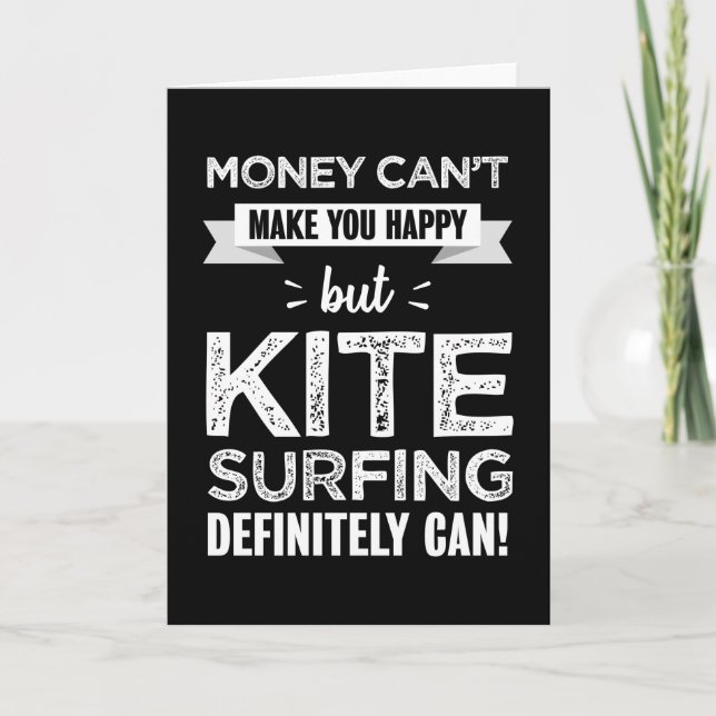 Kite surfing makes you happy Funny Gift Card (Front)