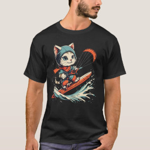 Kiteboarder Cat on Kiteboarding T-Shirt