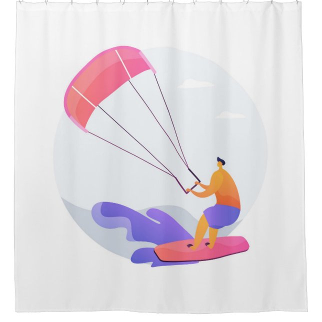 Kiteboarder kitesurfer shower curtain (Front)