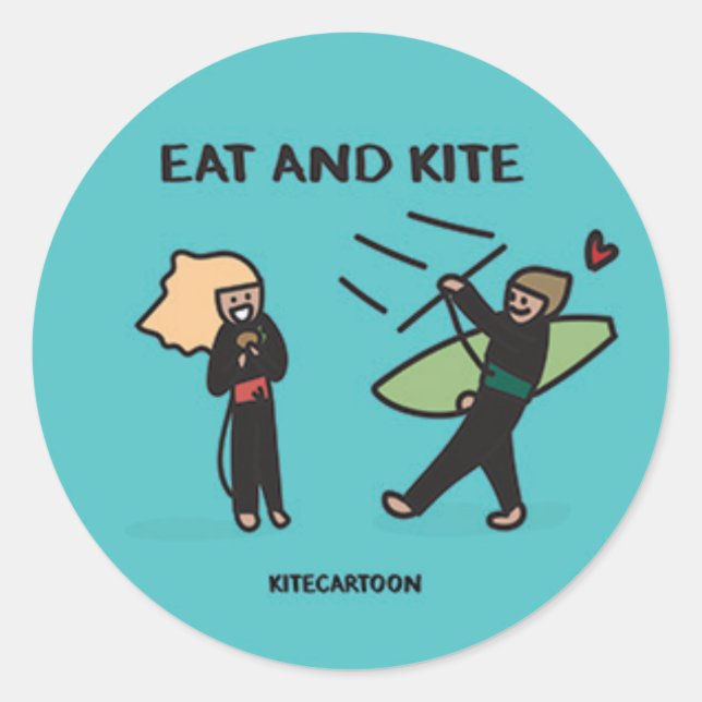 Kiteboarding/kitesurfing - Eat and Kite Classic Round Sticker (Front)