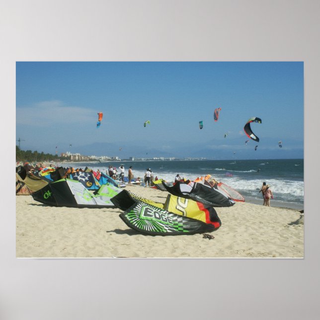 Kiteboarding on Bucerias Beach Mexico Poster (Front)