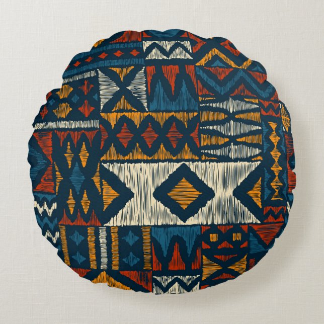 Kitengue chitenge Pattern Africa Round Cushion (Front)
