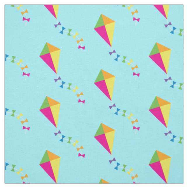 Kites Cute Colorful Kids Fabric (Swatch)