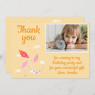 Kites in Sky Girl Photo Birthday Thank You Card