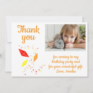 Kites in Sky Girl Photo Birthday Thank You Card