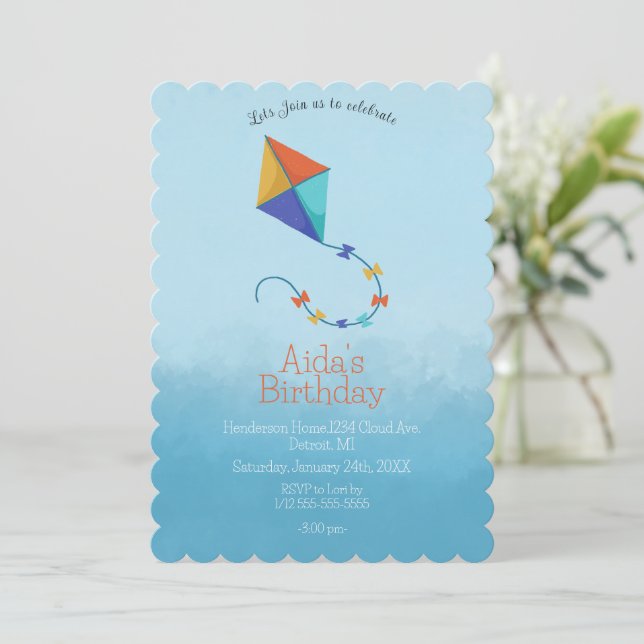 Kites in the Sky Invitation: Colourful  Invitation (Standing Front)