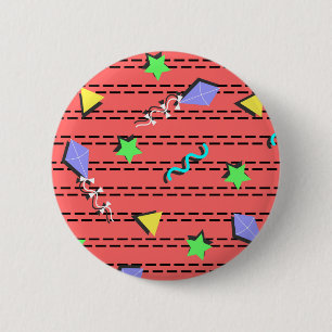 kites, stars, triangles and curvy lines 6 cm round badge