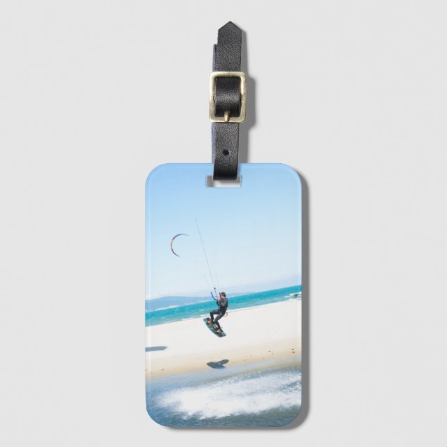 Kitesurfer boosts an air luggage tag (Front Vertical)