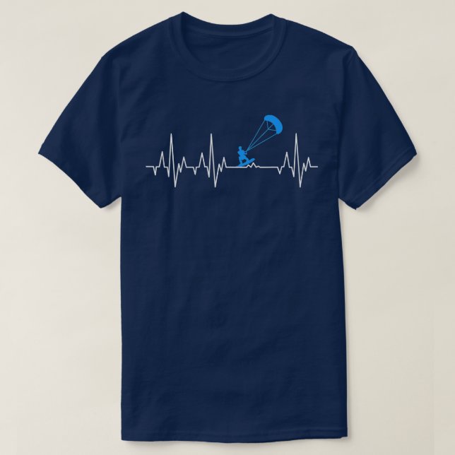 Kitesurfer Heartbeat Kitesurfing EKG Kiteboarding  T-Shirt (Design Front)