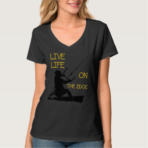 Kitesurfer Riding A Wave Live Life On The Edge Bla T-Shirt
