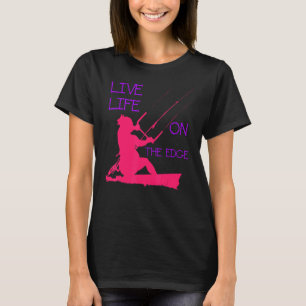 Kitesurfer Riding A Wave Live Life On The Edge Pin T-Shirt