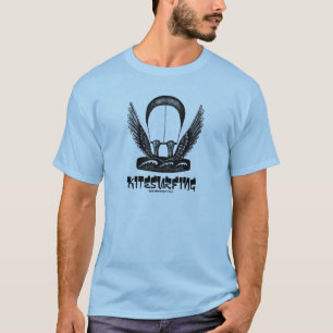 Kitesurfing pen ink drawing art t-shirt