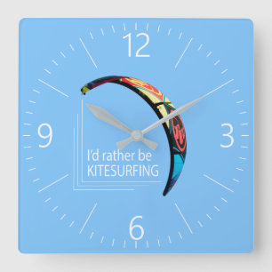 Kitesurfing Square Wall Clock