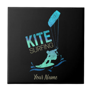 Kitesurfing Vintage Kiteboarder Kite Surfing Tile