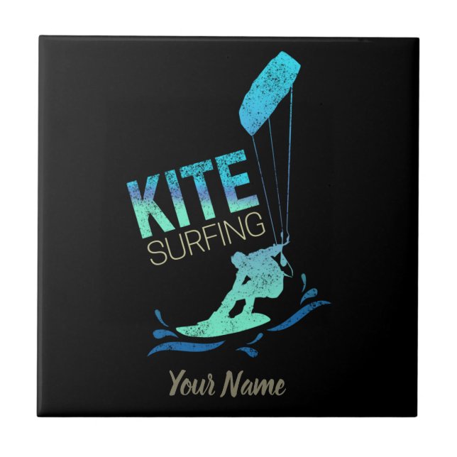 Kitesurfing Vintage Kiteboarder Kite Surfing Tile (Front)