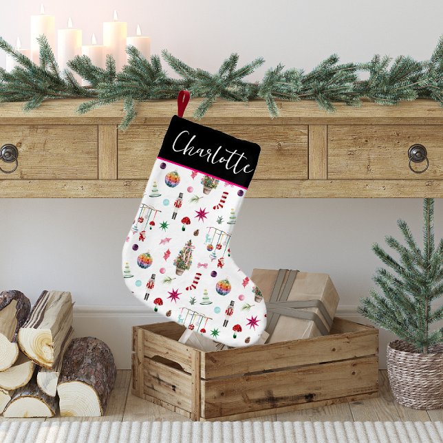 Kitsch Christmas | Retro Monogram Small Christmas Stocking (Creator Uploaded)