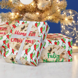 Kitsch Faliz Navidad Tortilla Chilli Your Text Wrapping Paper