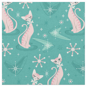 Kitsch Kitten Collectibles - Pink Tabby Cats Fabric