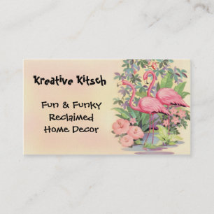 Kitsch Pink Flamingo Vintage Business Card