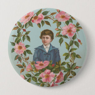 Kitschy Antique German Valentine's Card, 1884 10 Cm Round Badge
